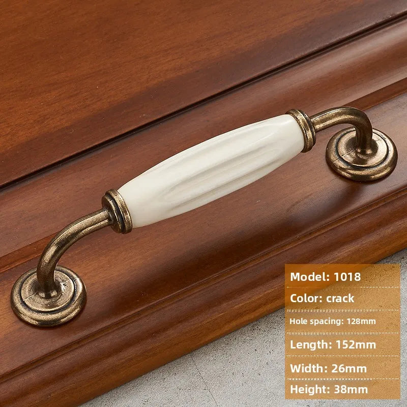 Antique Bronze Morning Glory Cabinet Knobs | Ceramic & Zinc Alloy