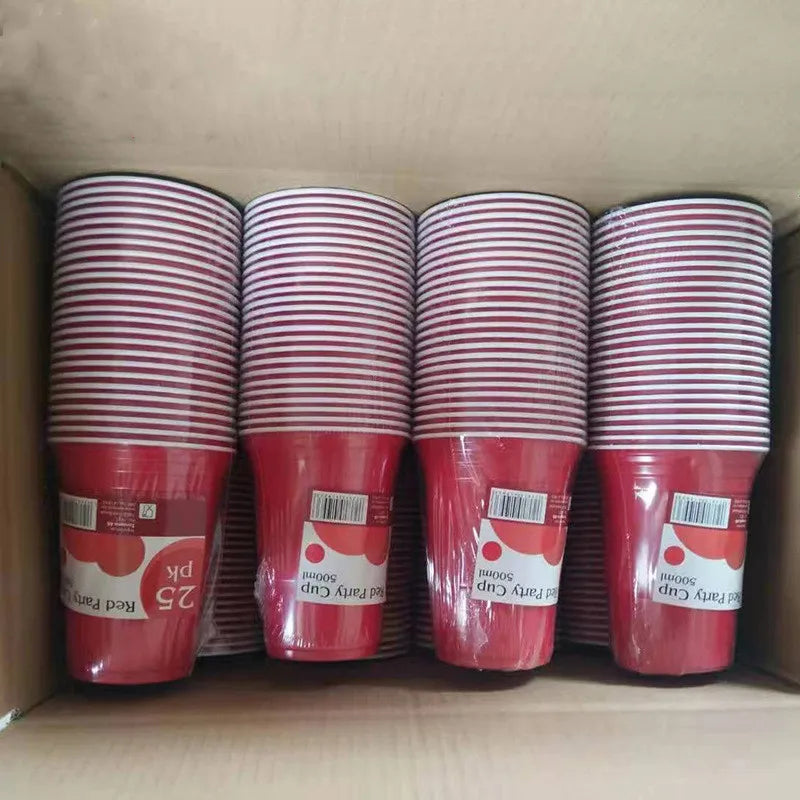 50PCS 18OZ 2OZ 16 OZ Plastic Party Cups in Red for Drinks, Soda, Punch, Barbecue, Cola or Water Disposable Peaceful Pleasures Health and Wellness