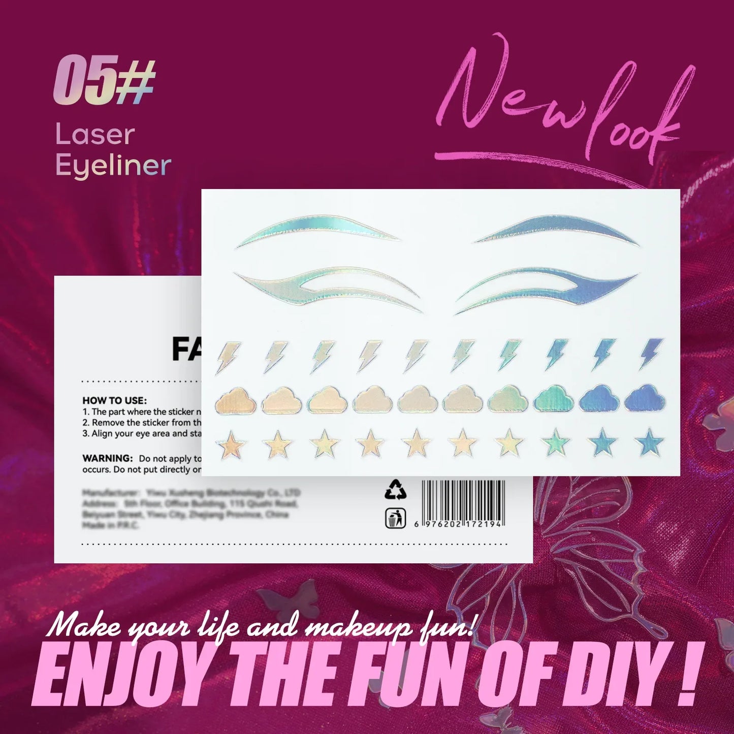 MLSMILE 3D Laser Face Stickers – Eye Makeup Temporary Tattoos