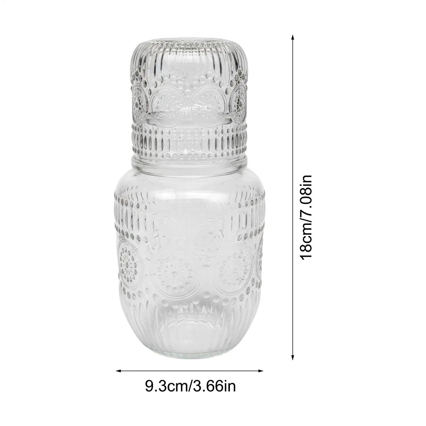 Glass Carafe With Cup Snowflake Design Pitcher Bedside Carafe For Tea Coffee Milk Juice Drink Tea Coffee Milk Juice Peaceful Pleasures Health and Wellness