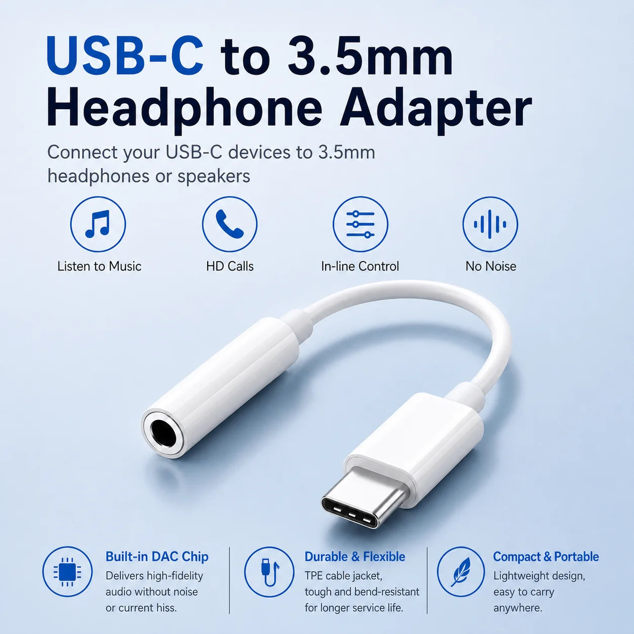 USB-C to 3.5mm HiFi DAC Headphone Adapter | Digital Audio Jack DAC Headphone Adapter Peaceful Pleasures Health and Wellness