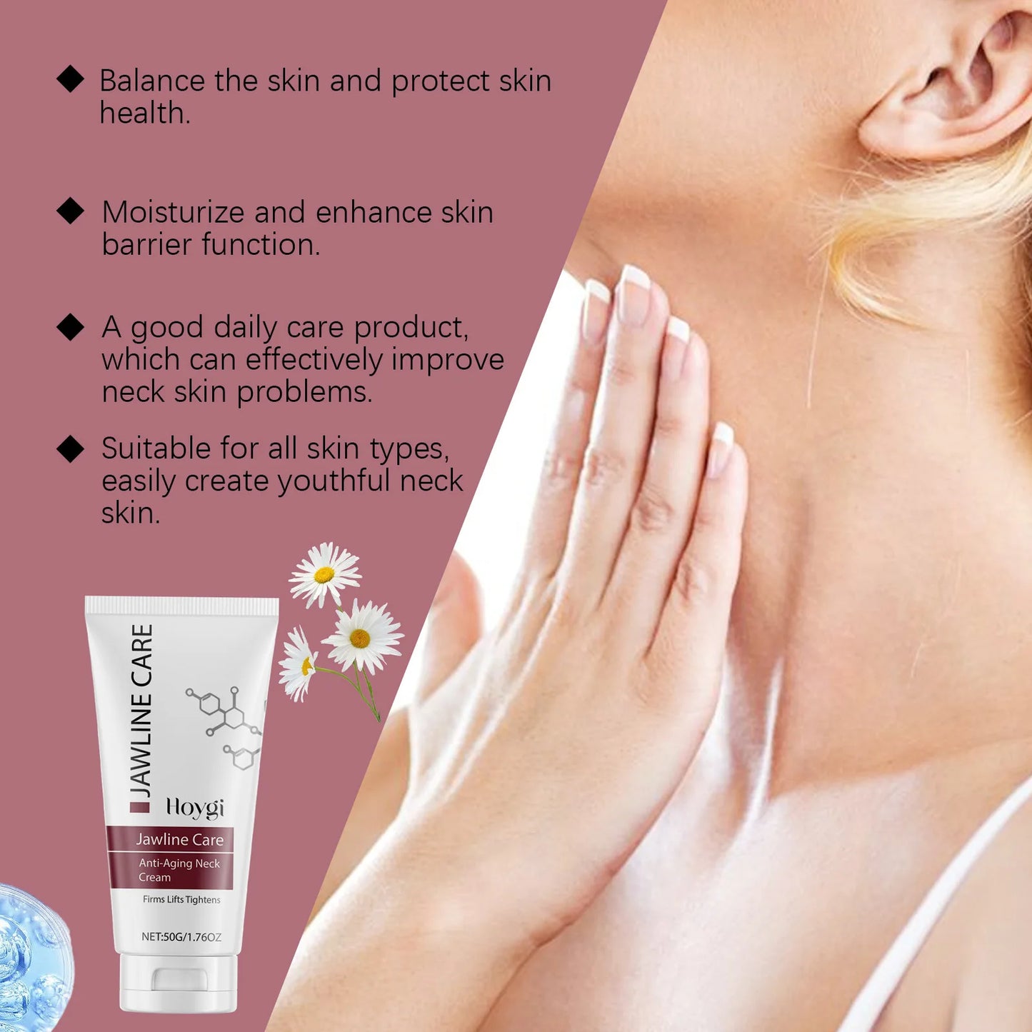 Hydrolyzed Collagen Neck Cream Firming Delaying Aging Increase Skin Elasticity Reduce Fine Lines Moisturizing Neck Care Lotion Peaceful Pleasures Health and Wellness