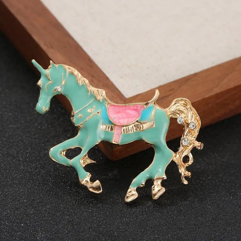 Enamel Horse Brooch | Vintage Zodiac Lapel Pin for Men & Women