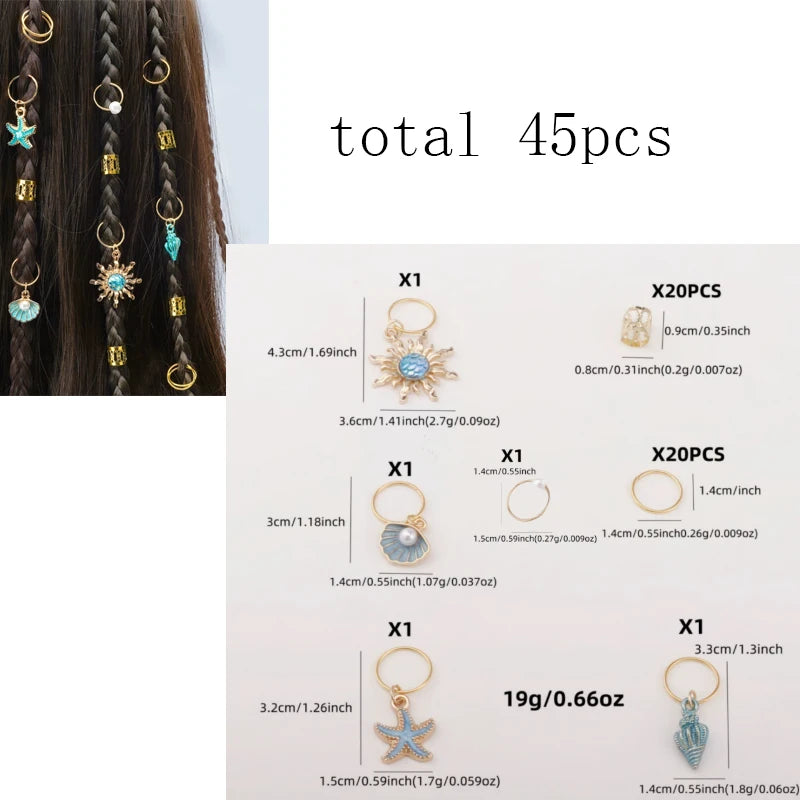Kid Ponytail Braid Hair Extensions with Curly Ends - Elastic with Butter/ Dreadlock Hair Beads- Protective Hairstyle Detachable Peaceful Pleasures Health and Wellness 45pcs beads
