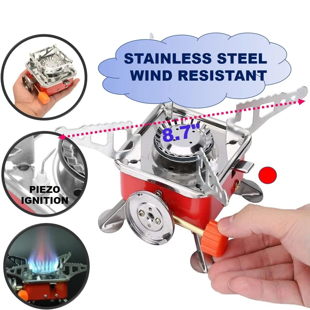 Portable Burner Camping Foldable Windproof Outdoor Gas Tank Stove for Backpacking Camping Hiking Picnic BBQ Cooking Equipment Peaceful Pleasures Health and Wellness