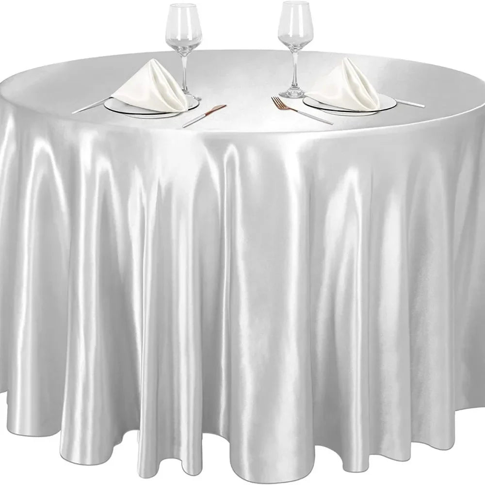 Round Satin Tablecloth | Imitation Silk Banquet Table Cover