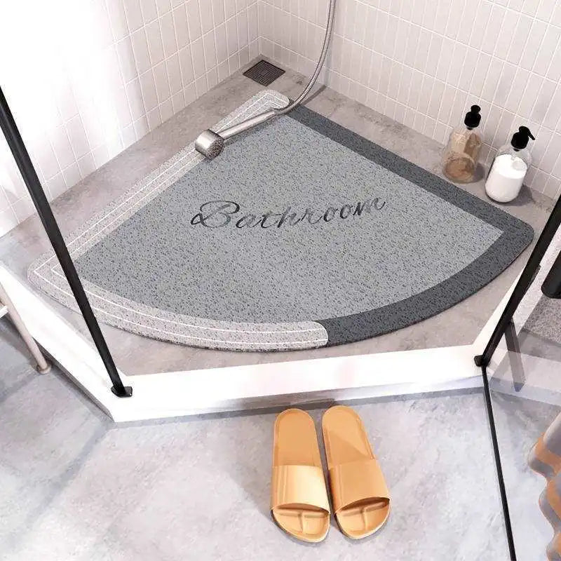 Fan-Shaped Anti-Slip Bathroom Mat – Cartoon Curved Suede Rug
