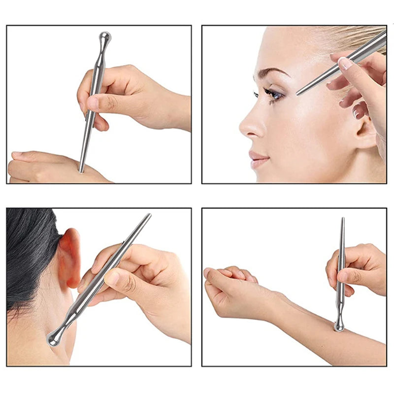 Acupuncture Pen Metal Manual Acupuncture Pen Trigger Point Massager Deep Tissue Massage Tool For Body Pain Relief Care Peaceful Pleasures Health and Wellness