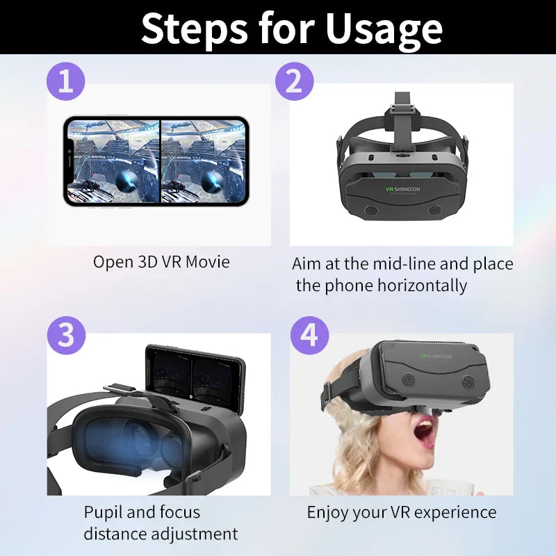 3D VR Headset Goggles for iPhone & Android | 110° FOV