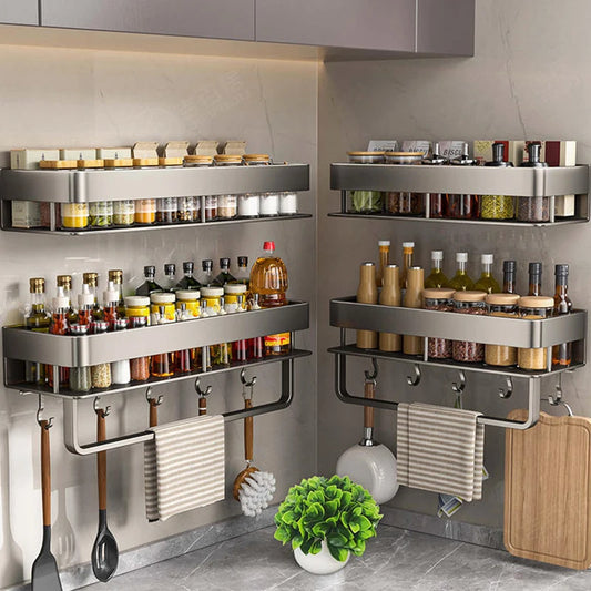 No-Drill Aluminum Wall Rack – Kitchen & Bathroom Organizer Wall Organizer Rack Peaceful Pleasures Health and Wellness