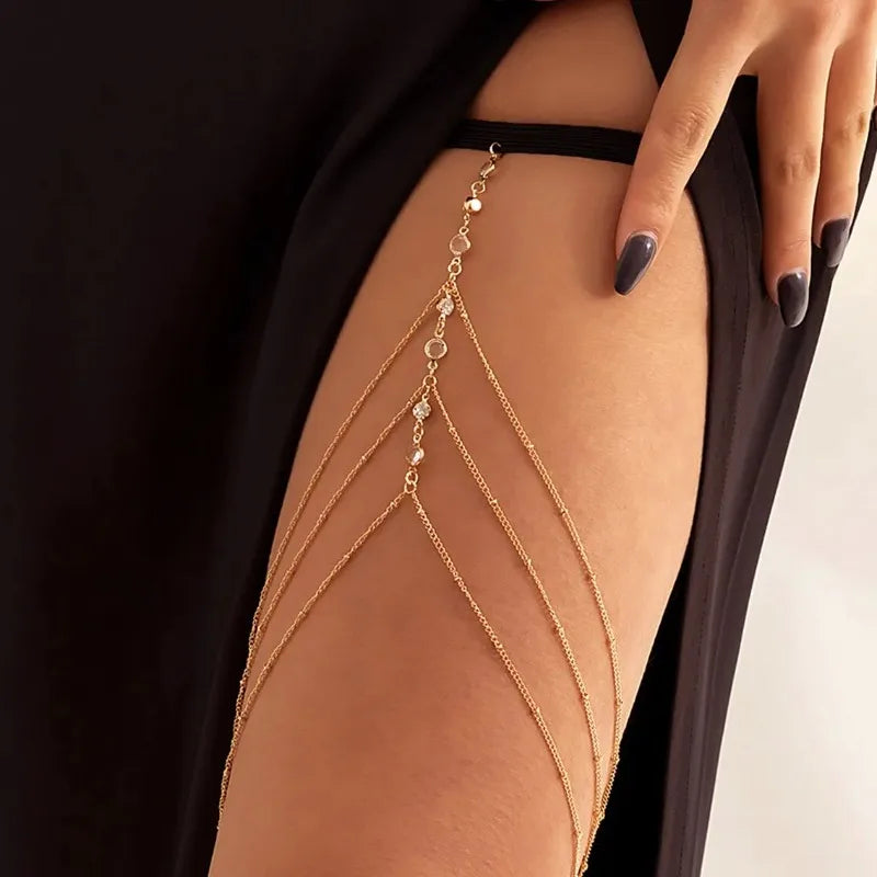 Crystal Tassel Thigh Chain | Women's Multilayer Body Jewelry