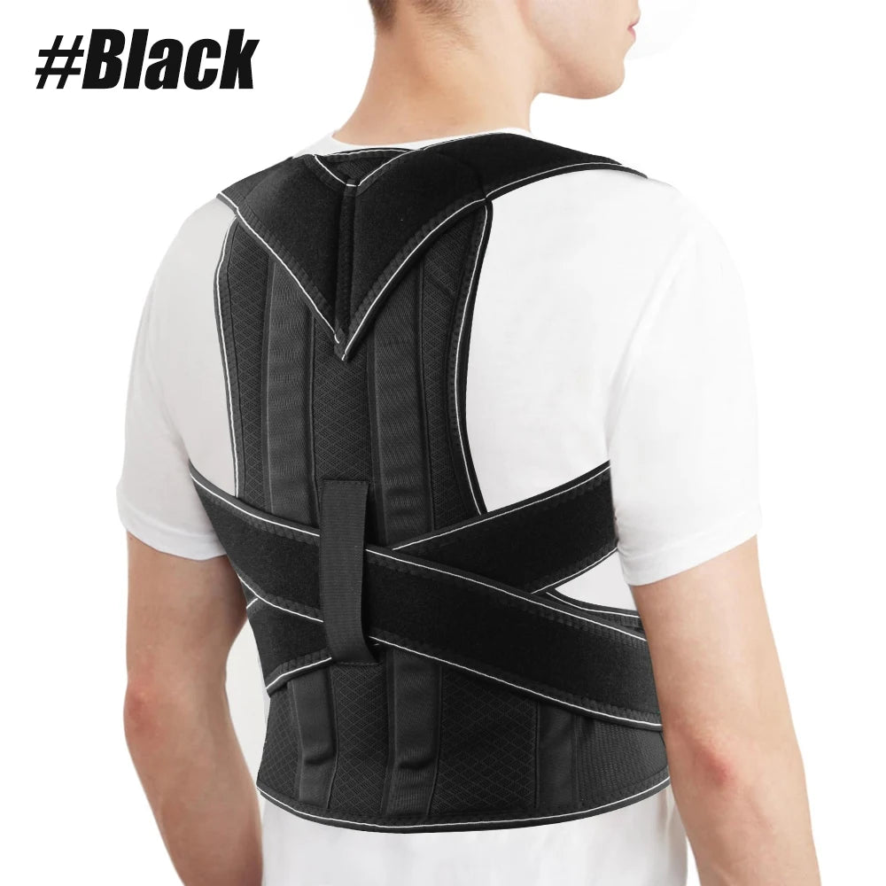 Adjustable Posture Corrector Brace – Back & Lumbar Support Posture Corrector Brace Peaceful Pleasures Health and Wellness Black-1PCS S