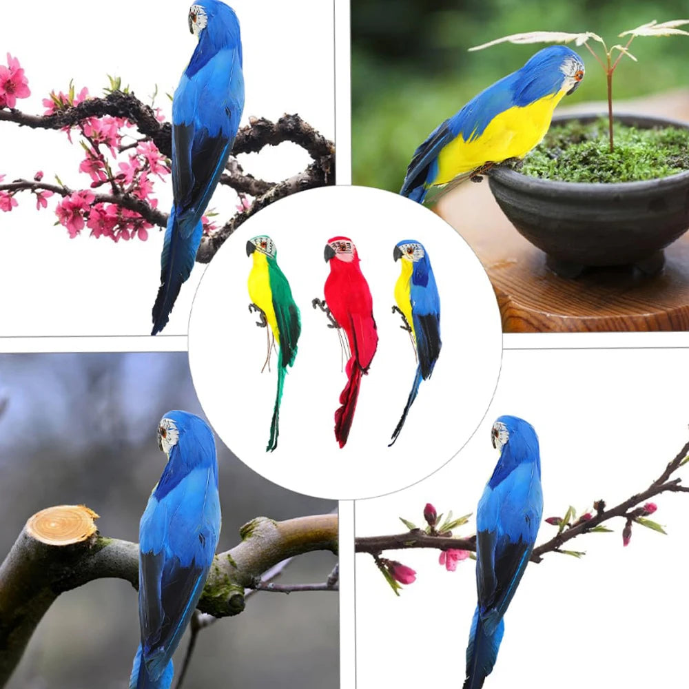 25/35cm Creative Handmade Simulation Parrot Animal Bird Garden Props Decoration Miniature Feather Lawn Doll Ornaments Peaceful Pleasures Health and Wellness