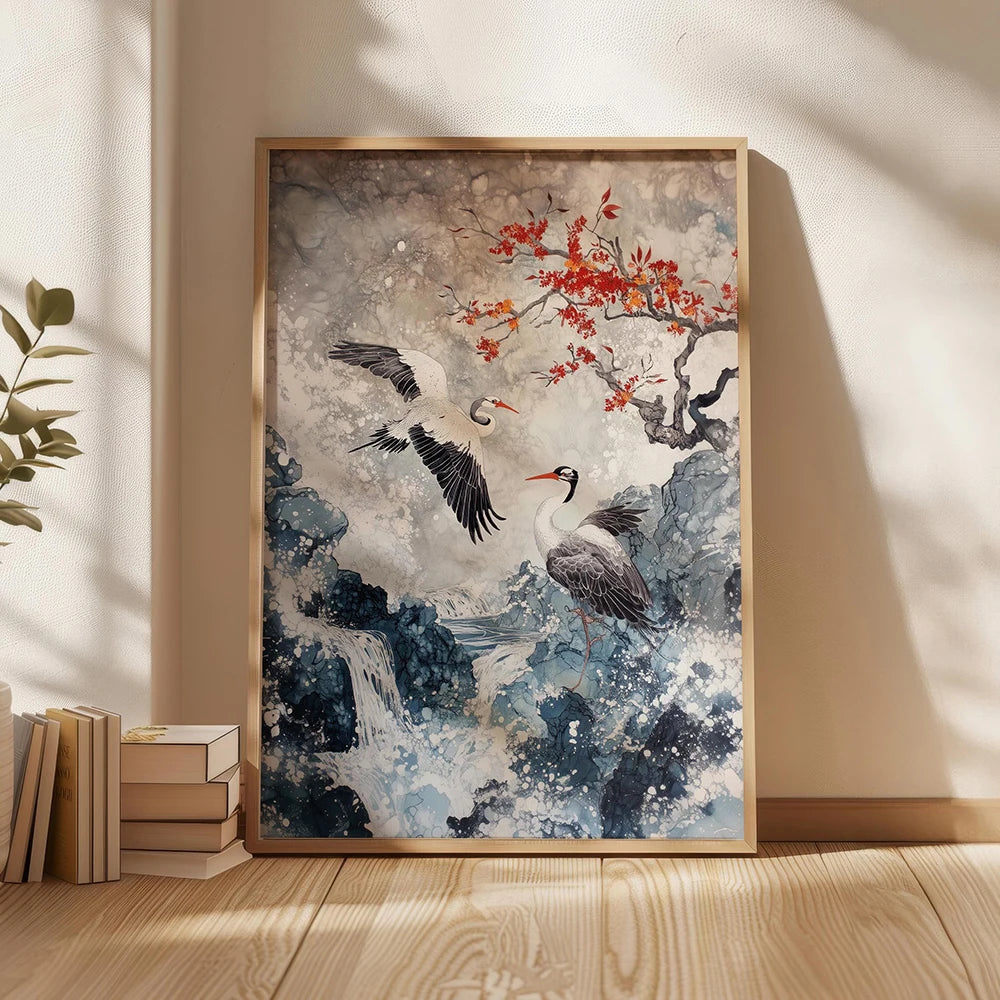 Sage Green Gold Japandi Art Print Flying Birds Wall Art Abstract Sun Art Living Room Decor Japanese Wall Art Bedroom Decor Gift Peaceful Pleasures Health and Wellness