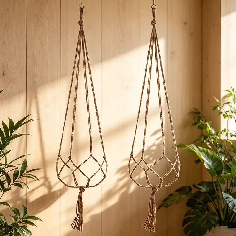 Macrame Hanging Plant Basket with Hook | Boho Planter