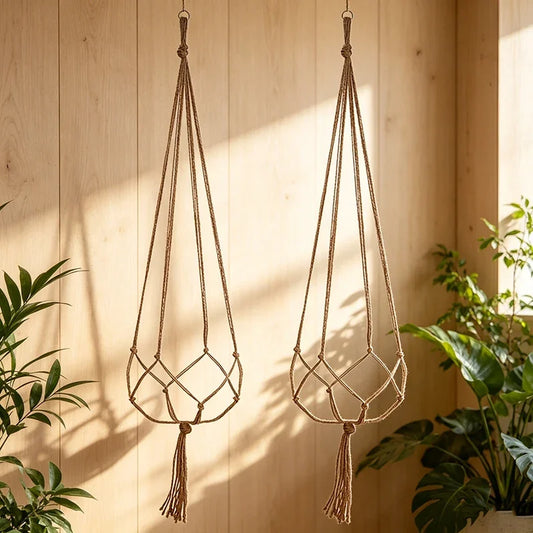 Macrame Hanging Plant Basket with Hook | Boho Planter Hanging Plant Basket Peaceful Pleasures Health and Wellness