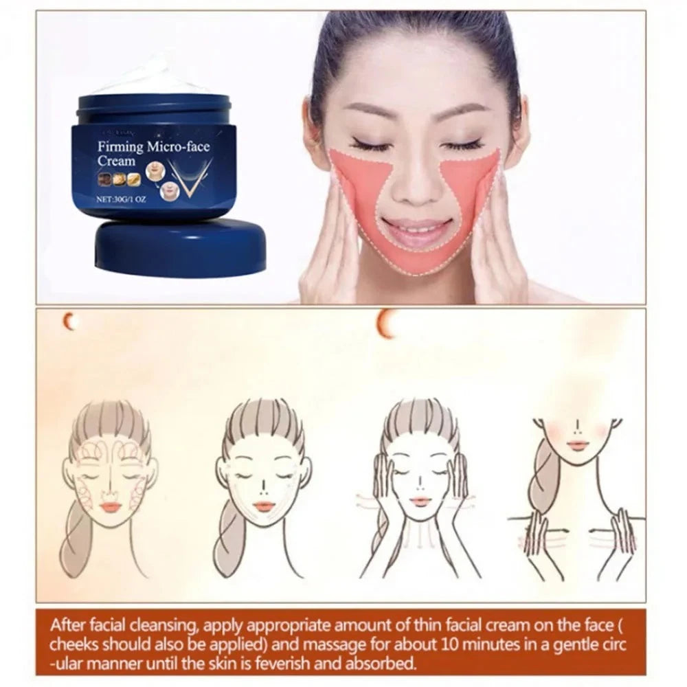 Firming Micro Face Cream Moisturize Tighten Skin Remove Double Chin Anti-aging Facial Lift Slimming Cream Skin Care Product Peaceful Pleasures Health and Wellness