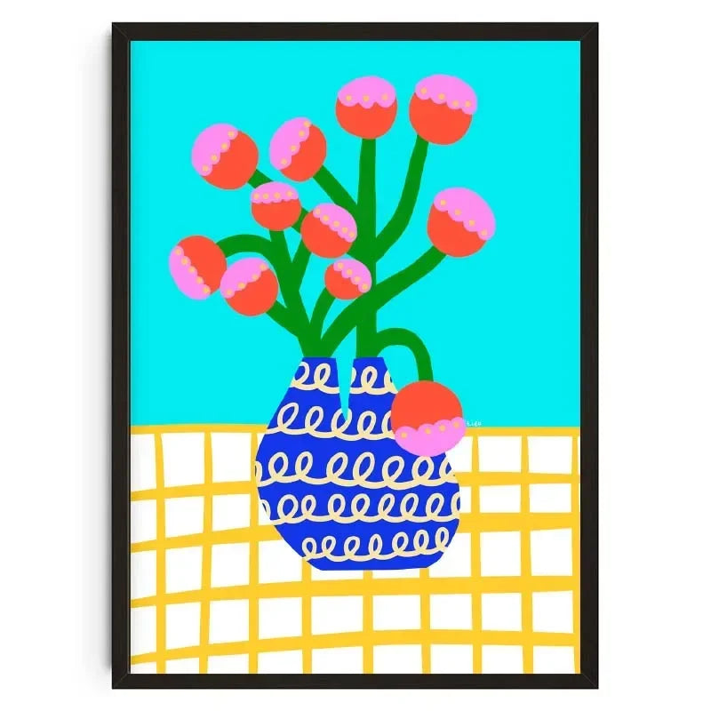 (1pc frameless)Pink Flower Market Vase Floral Plant Cute Wall Art Canvas Painting Nordic Posters And Prints Wall Picture For Peaceful Pleasures Health and Wellness 7 40x50cm Unframed