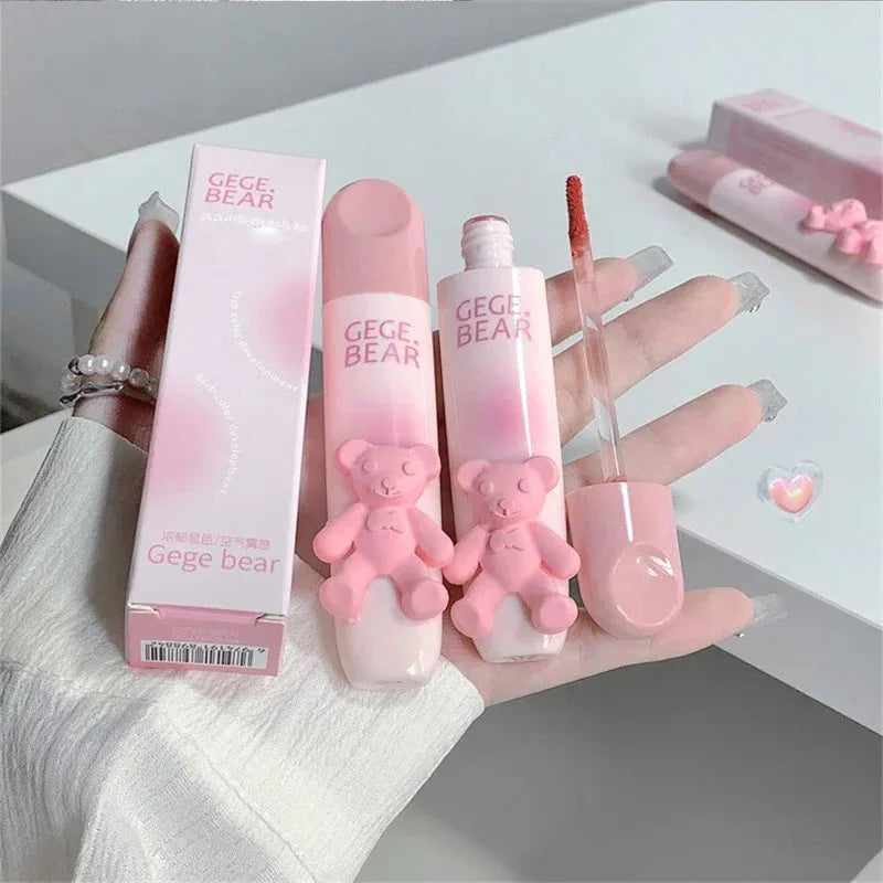 Cute Bear Matte Velvet Liquid Lip Gloss – Waterproof & Long-Lasting