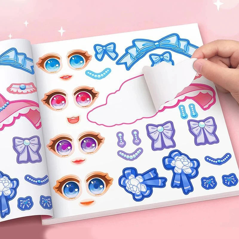 Cartoon Princess Face Puzzle Stickers Reusable Creative Craft Toy