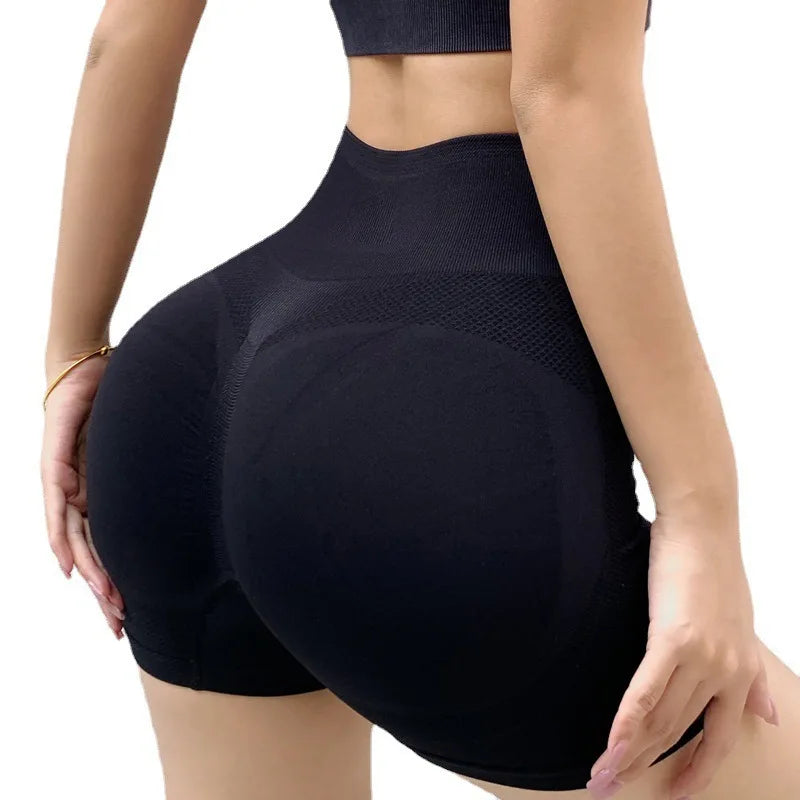 Women's Yoga Shorts Smile-smiling Peach-shaped Sports Shorts High-strength Quick-drying Seamless High-waist Tight Shorts M/L Peaceful Pleasures Health and Wellness black M