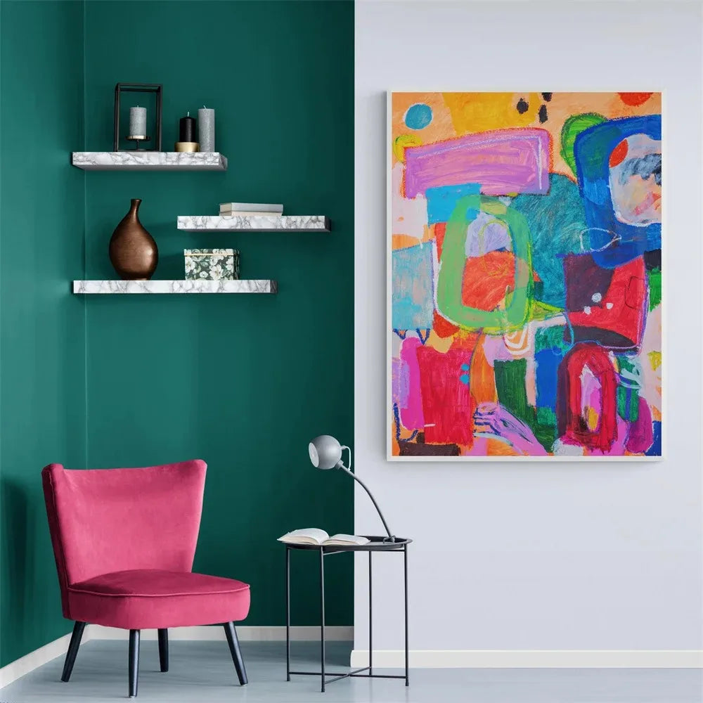 Abstract Mid-Century Modern Canvas Wall Art Print | Nordic Décor Canvas Wall Art Print Peaceful Pleasures Health and Wellness