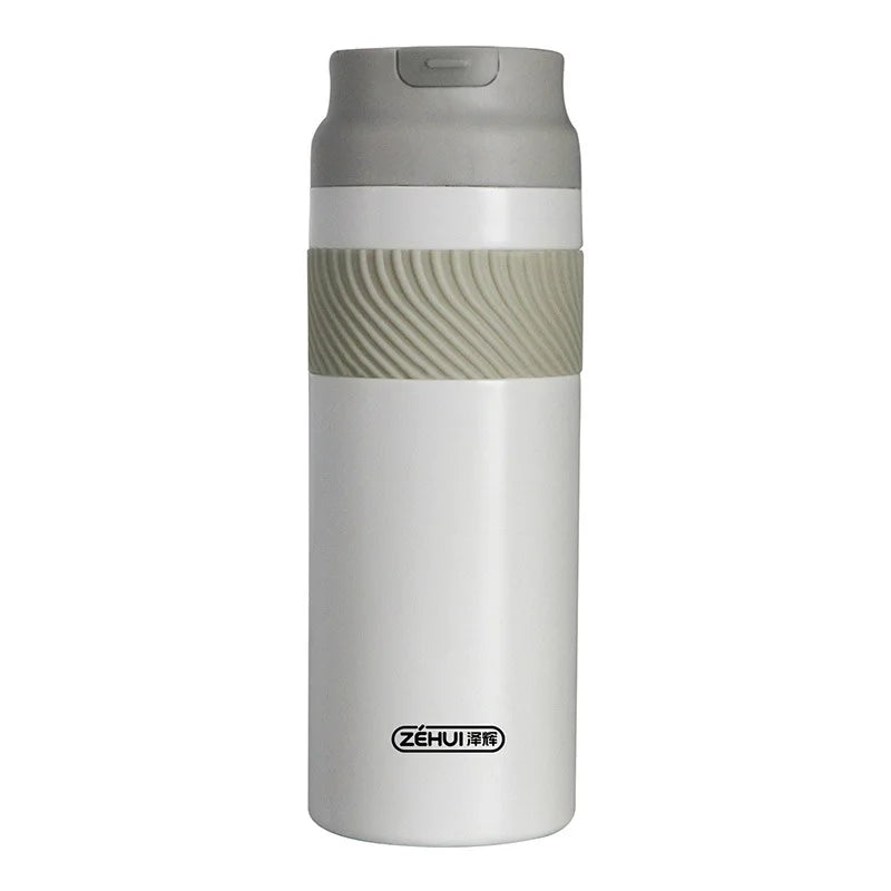 316 Stainless Steel Insulated Water Bottle | Flip Straw & Handle Insulated Water Bottle Peaceful Pleasures Health and Wellness WHITE 425ml