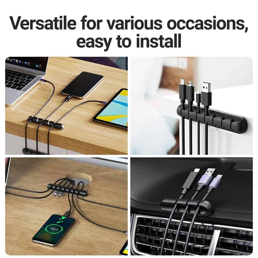 Adhesive Cable Clips Cord Organizer | 2–7 Slot Silicone Peaceful Pleasures Health and Wellness