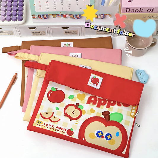 Cartoon File Bag Cute Large Capacity A4 Stationery Storage Creative Peaceful Pleasures Health and Wellness