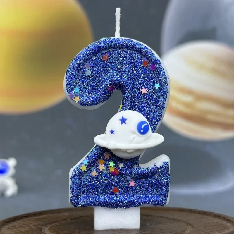 Children Party Boys Birthday Number Candle Cake Topper Blue Planetary Universe Baby One Year Old Dessert Decor Baking Supplies l Peaceful Pleasures Health and Wellness 2