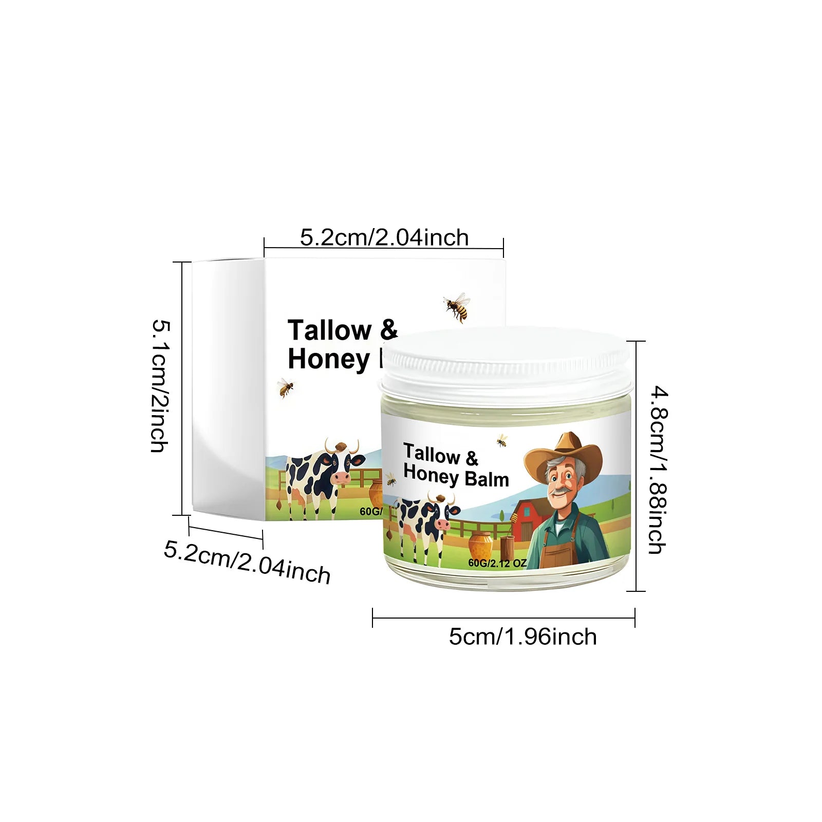 Tallow & Honey Balm – Deep Moisturizer for Dry Skin (60g) Peaceful Pleasures Health and Wellness
