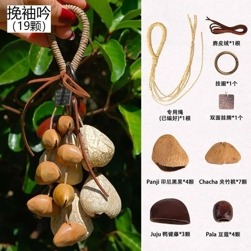DIY Natural Seed Shell Shakers Indonesia Fruit Materials Bag Handmade
