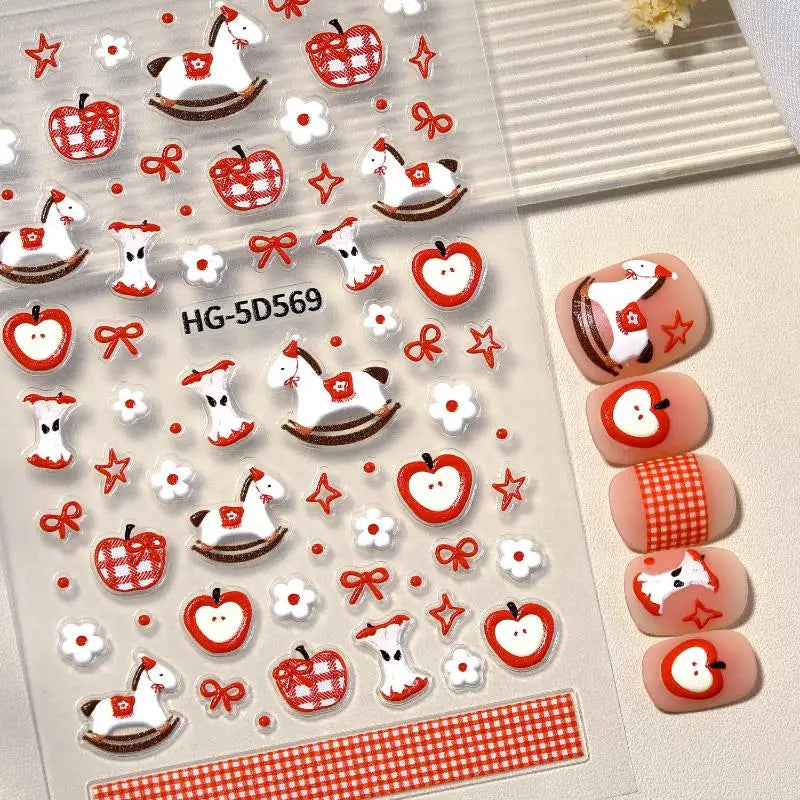 Cute Cartoon Pony Nail Stickers DIY Nail Stickers Nail Decorations Accessories Year Of The Horse Nail Appliques Art Sticker Peaceful Pleasures Health and Wellness