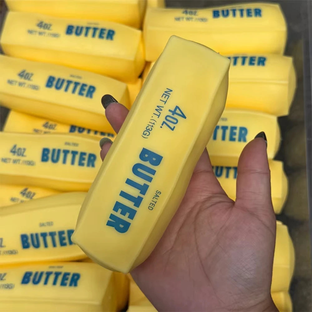 Butter Stick Squishy Stress Ball ADHD Fidget Toy Crunchy Squeeze Toy Round Blocks Filled ASMR Anti Stress Release Hand Gift Toy Peaceful Pleasures Health and Wellness