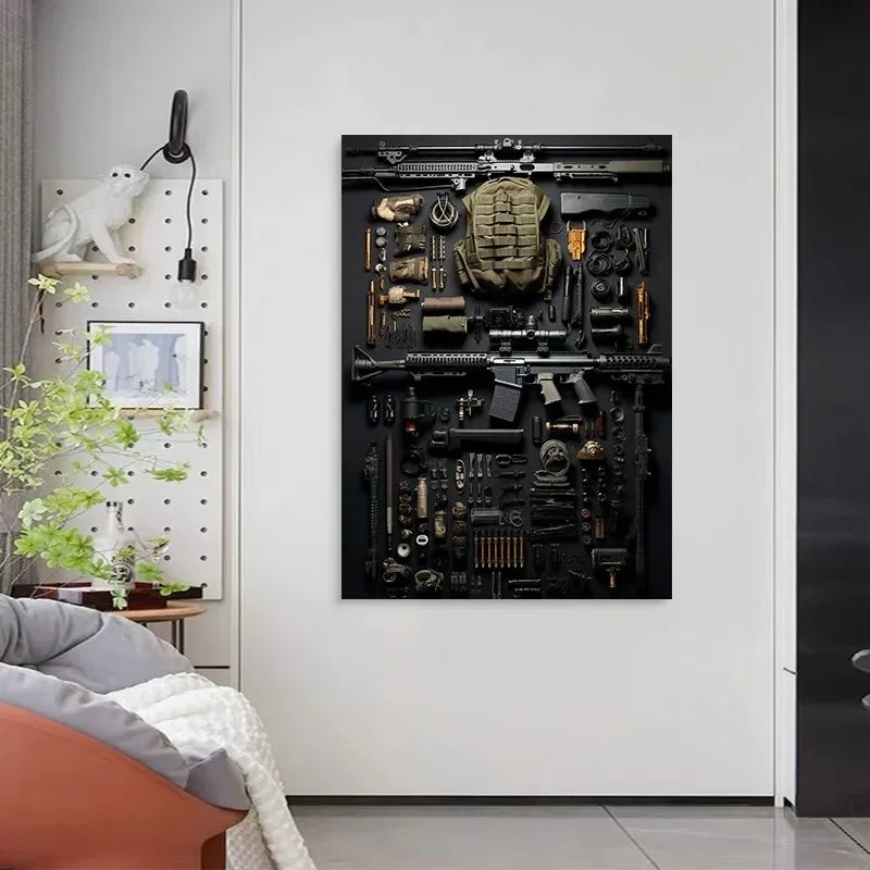 M4A1 Rifle Canvas Wall Art | Modern Weapon Poster Room Decor