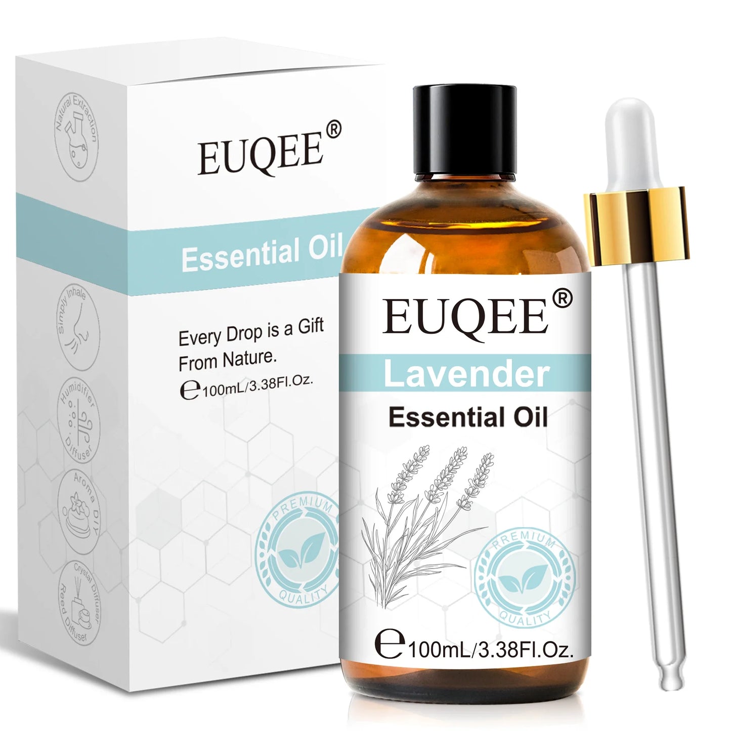 EUQEE 100ml Essential Oil for Diffuser – Lavender, Rose & More