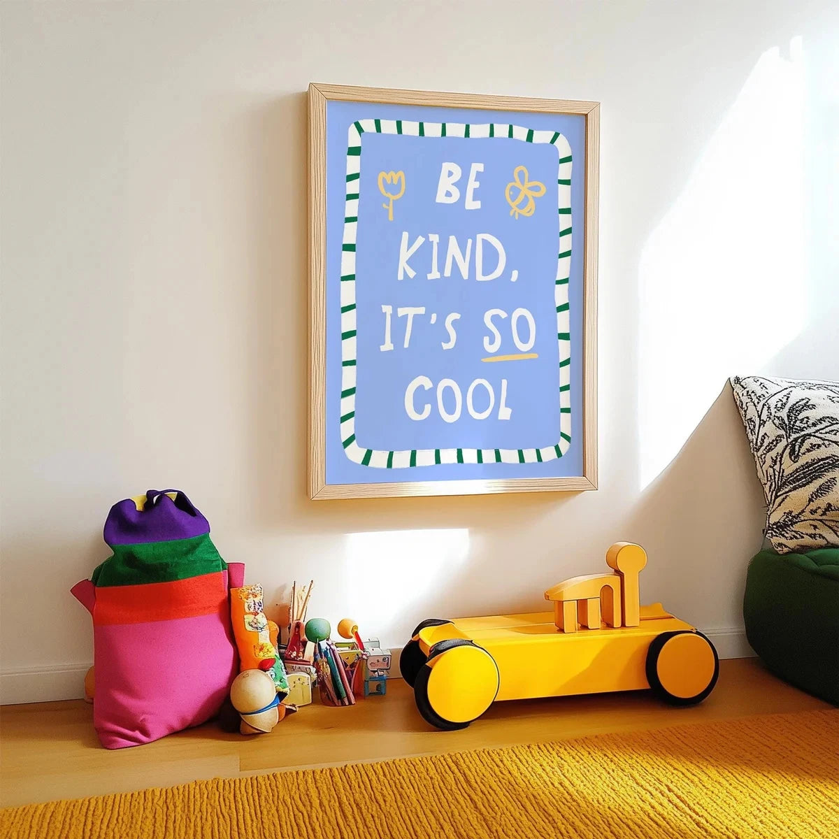 Be Kind It's So Cool Cartoon Canvas Wall Art Print | Kids Decor