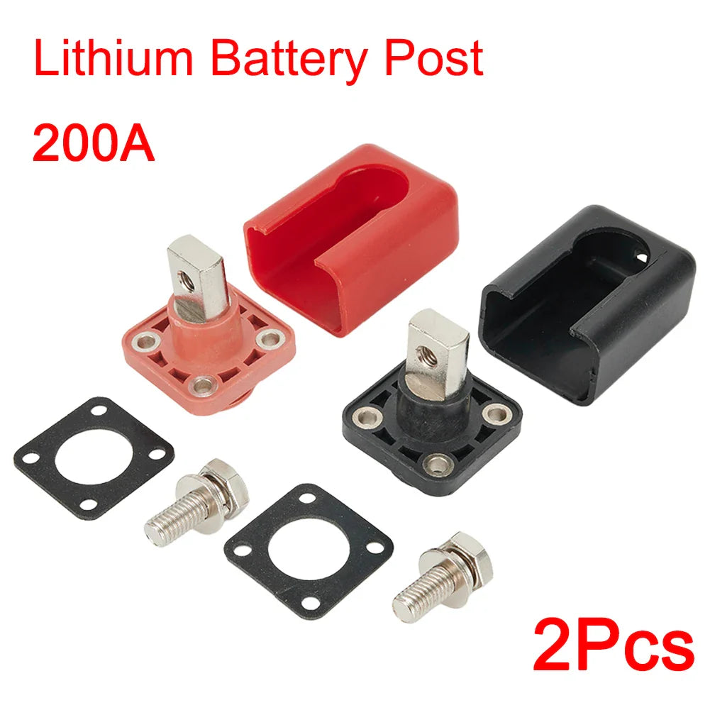 200A All-Copper Battery Terminal Posts Red & Black 2-Pack