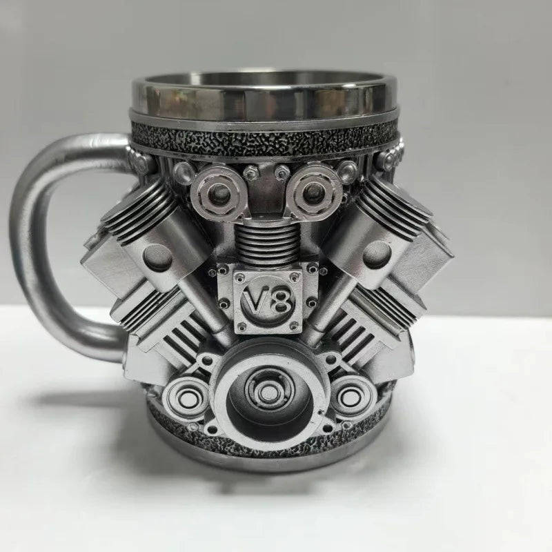 V8 & V6 Engine Design 15oz Stainless Steel Coffee Mug