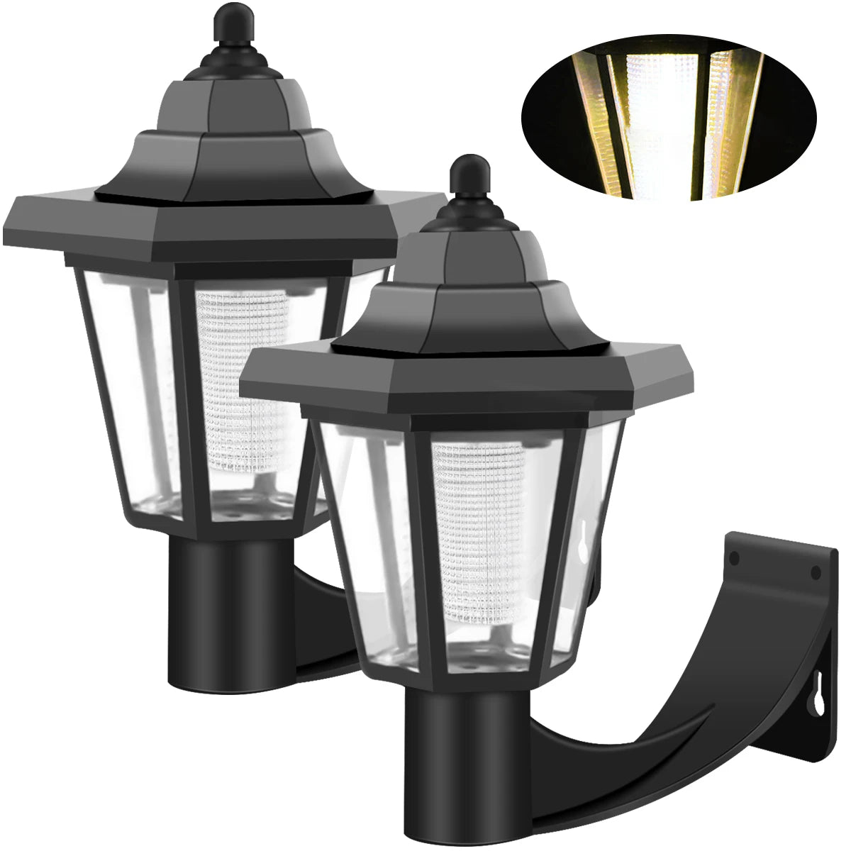 Solar Retro Hexagonal Lantern – Waterproof Garden Wall Light