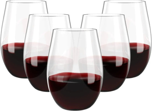 15PCS 16 OZ Plastic Wine Glasses, Stemless Plastic Wine Cups Heavy Duty Unbreakable Disposable Wine Glasses for Wedding or Party Peaceful Pleasures Health and Wellness 15pcs