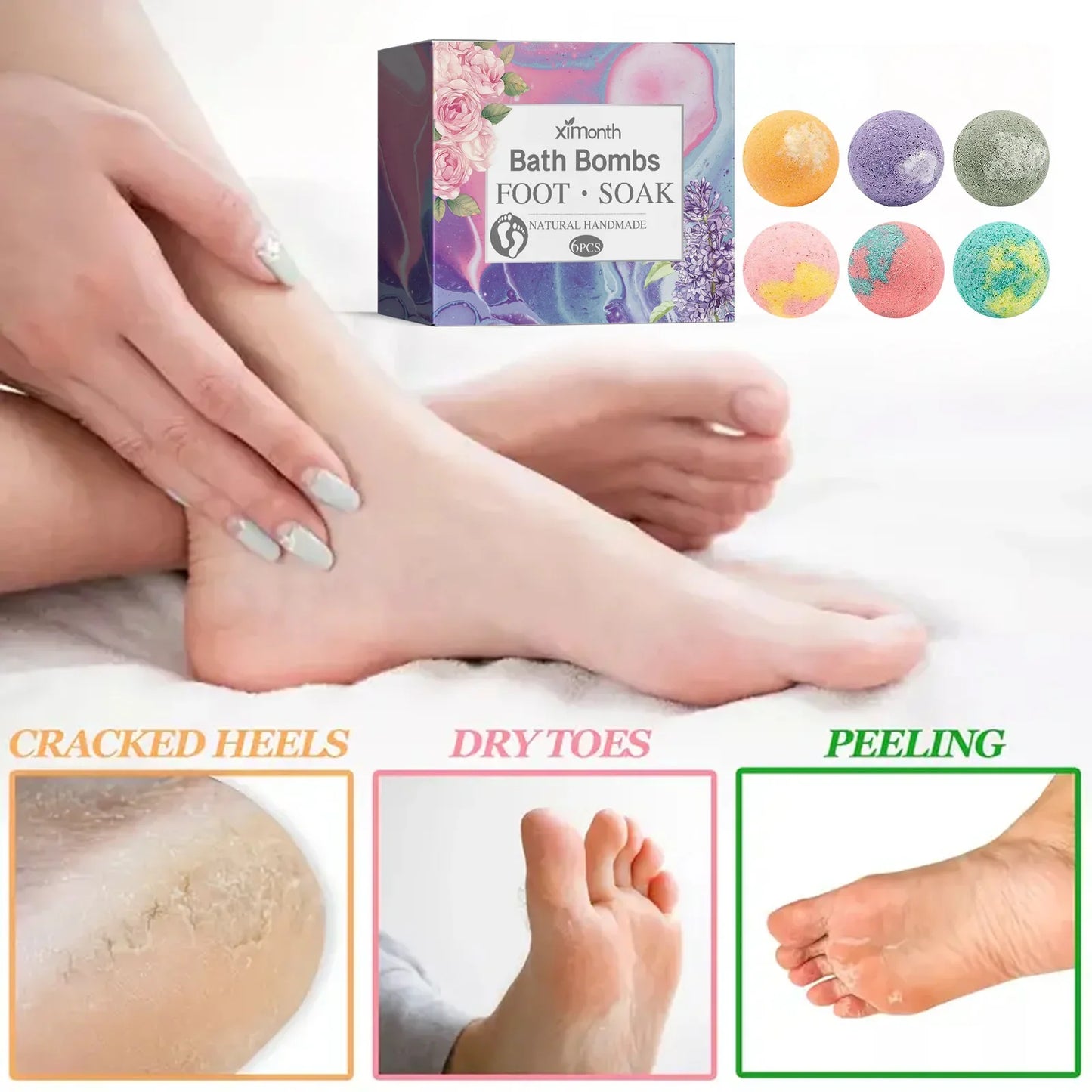 Lavender Foot Bath Bombs – Moisturizing Spa Soak Balls 6/12pc