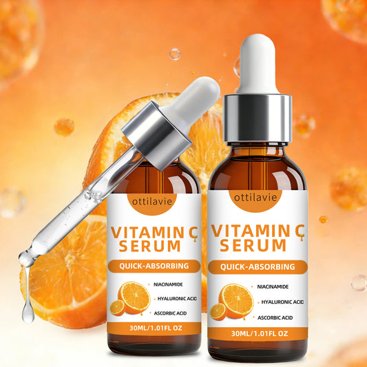 2pcs Ottilavie Vitamin C Serum-Deep Moisturizing Essence,Lifting&Firming Skin,Lightweight Non-Greasy, Unisex, For All Skin Types Peaceful Pleasures Health and Wellness