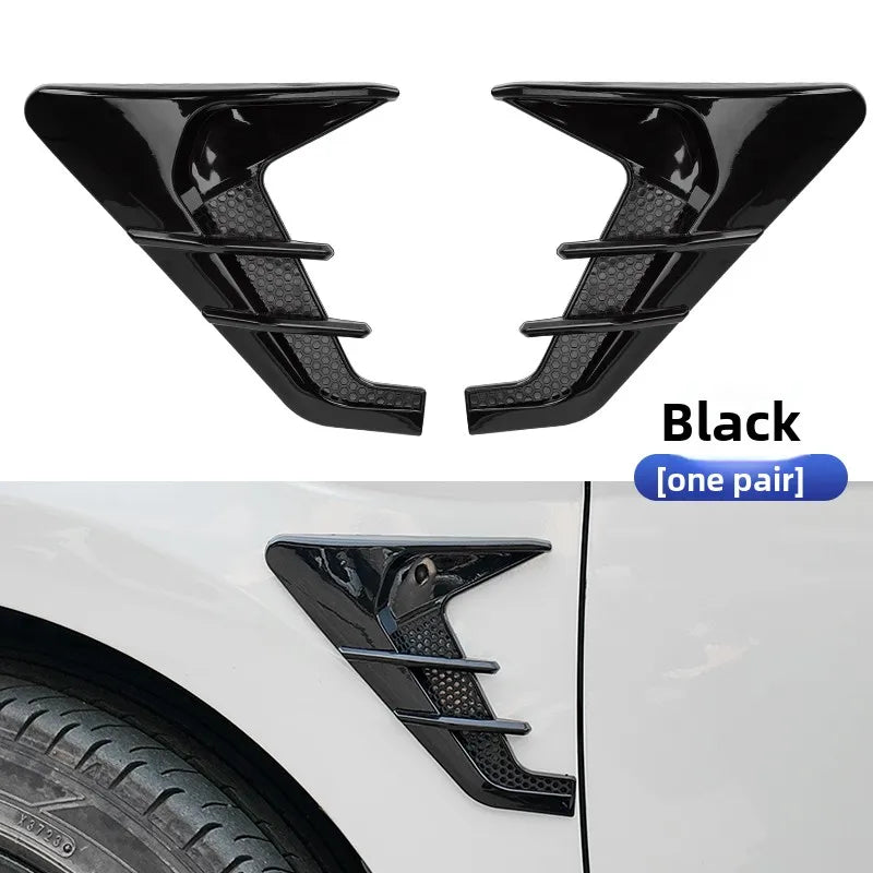 2pcs Car Shark Gill Fender Vent Stickers – Carbon Fiber & Black