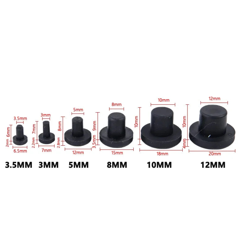 10Pcs Silicone Rubber Hole Plugs 3–12mm | High Temp Seal Caps Rubber Hole Plugs Peaceful Pleasures Health and Wellness