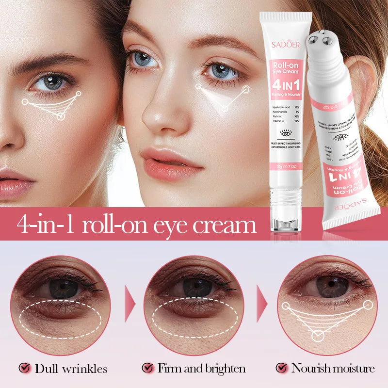 1/2/3pcs SADOER Eye Cream Retinol Nicotinamide Hyaluronic Acid Vitamin C Anti Dark Circle 4in1 Moisturizing Anti-Aging Eye Serum Peaceful Pleasures Health and Wellness