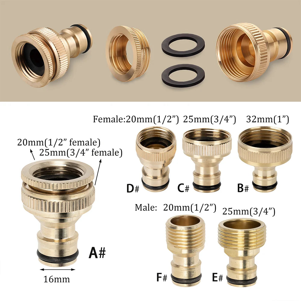 Brass 1/2" 3/4" 1“ Male/Female Quick Connector Irrigation Pipe Fitting Joint Thread to16mm Nipple Adapter for Garden Hose Tap Peaceful Pleasures Health and Wellness