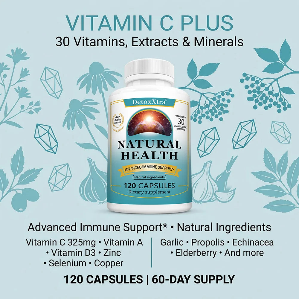 Immune Support Capsules with Elderberry, Garlic, Echinacea, Vitamin C & Zinc, Support Energy, Focus & Overall Body Wellness Peaceful Pleasures Health and Wellness