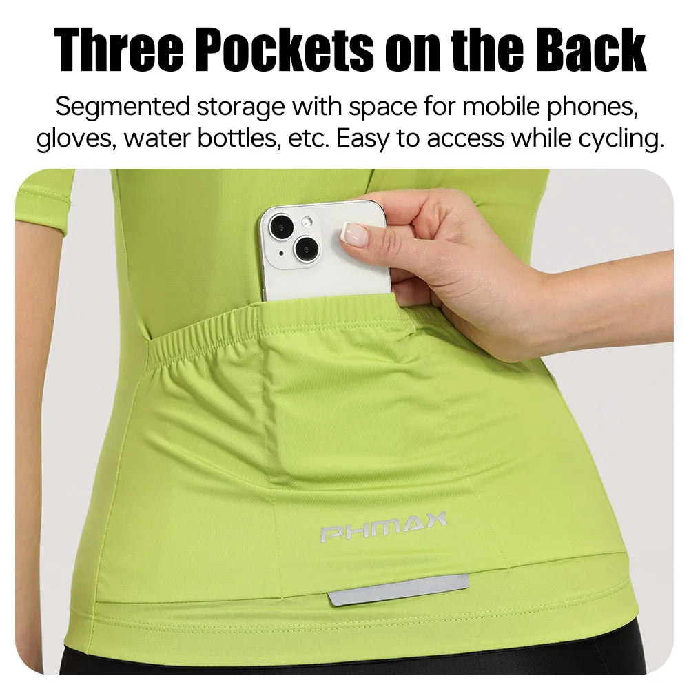 PHMAX Women's Cycling Jersey – Breathable Summer MTB Road Bike