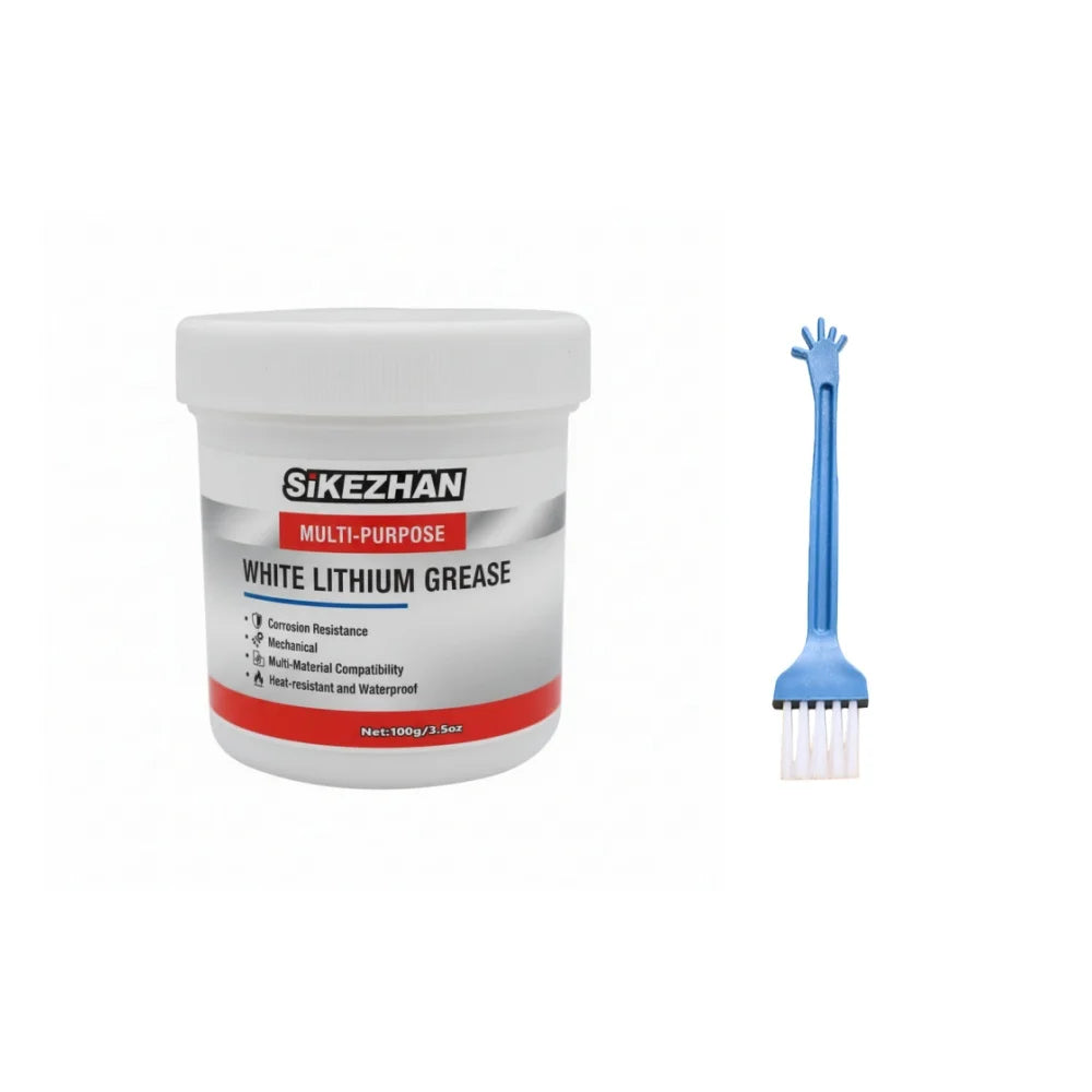 White Lithium Grease 3.5oz with Brush, Multi-Purpose Lubricant for Auto, Hinges & Gears, Waterproof Heat-Resistant Peaceful Pleasures Health and Wellness 100g